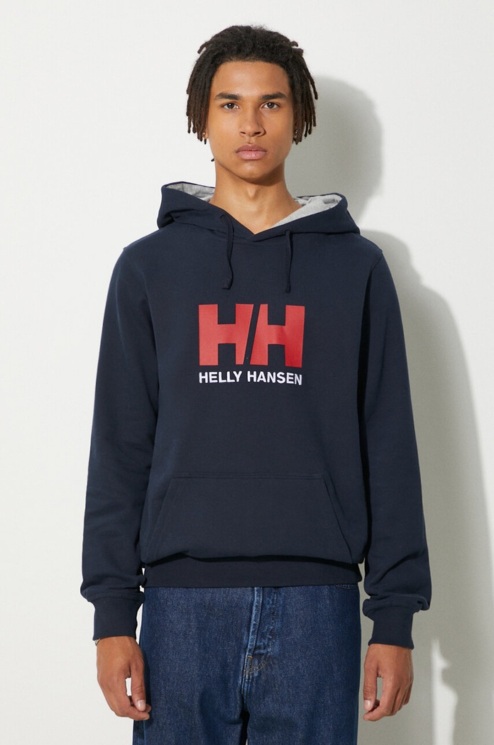 Helly Hansen bluză HH LOGO HOODIE bumbac bleumarin 33977