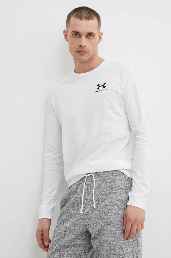 Tričko s dlouhým rukávem Under Armour kulatý bílá 1329585