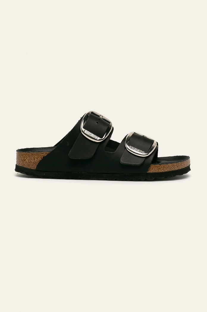 Δερμάτινες παντόφλες Birkenstock Arizona Big Buckle φλατ μαύρο 1011075