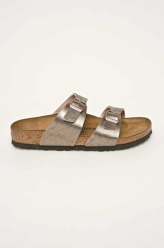 Šľapky Birkenstock Sydney imitácia kože hnedá 1016169