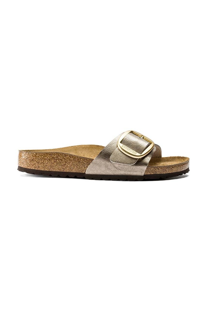 Šľapky Birkenstock Madrid Big Buckle imitácia kože hnedá 1016237