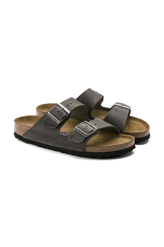 Birkenstock șlapi de piele Arizona gri 552801