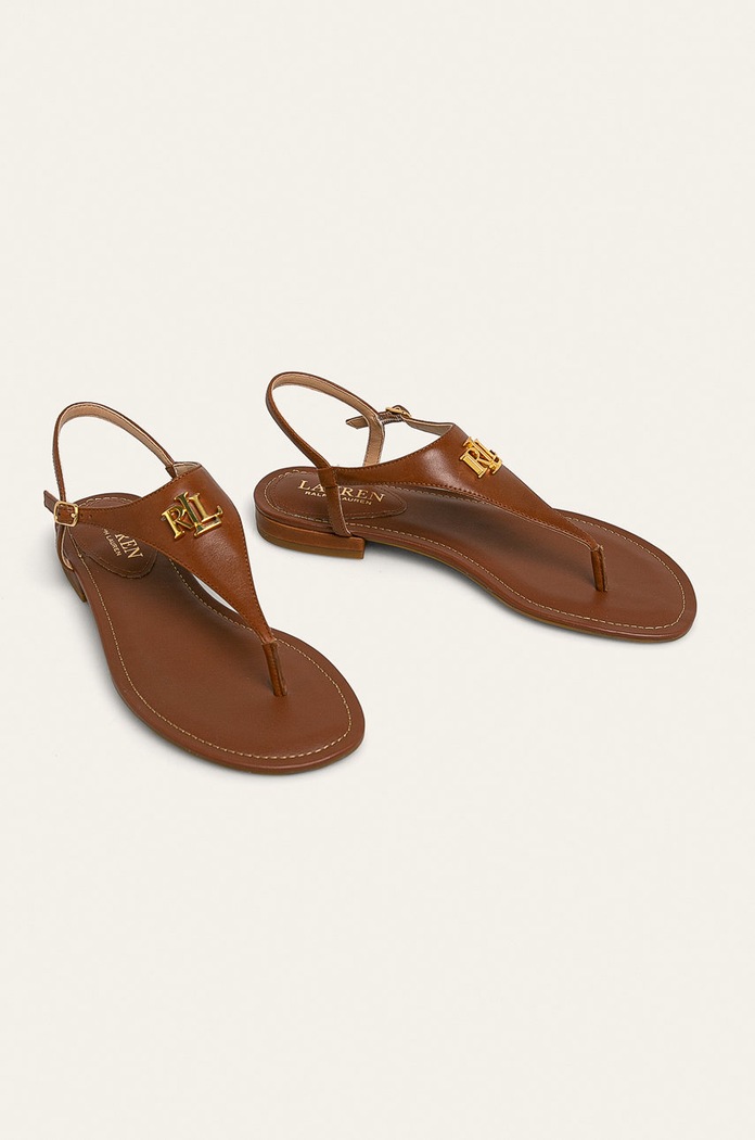 Lauren Ralph Lauren - Kožené sandály 802774600002 hnědá SS21