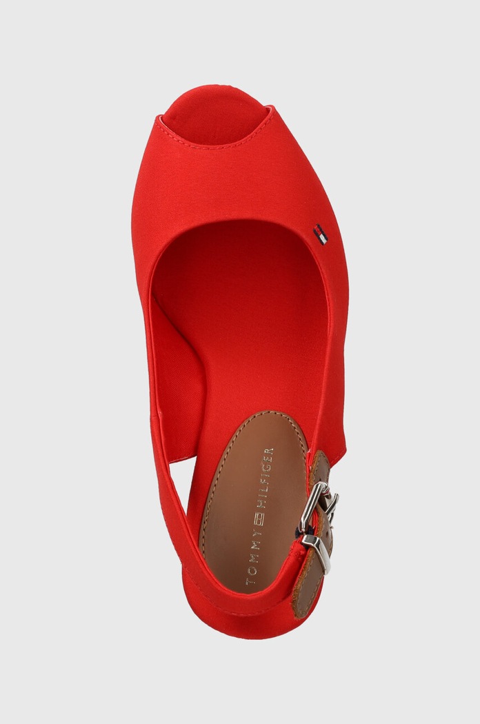 Πέδιλα Tommy Hilfiger ICONIC ELENA SLING BACK WEDGE κόκκινο FW0FW04789