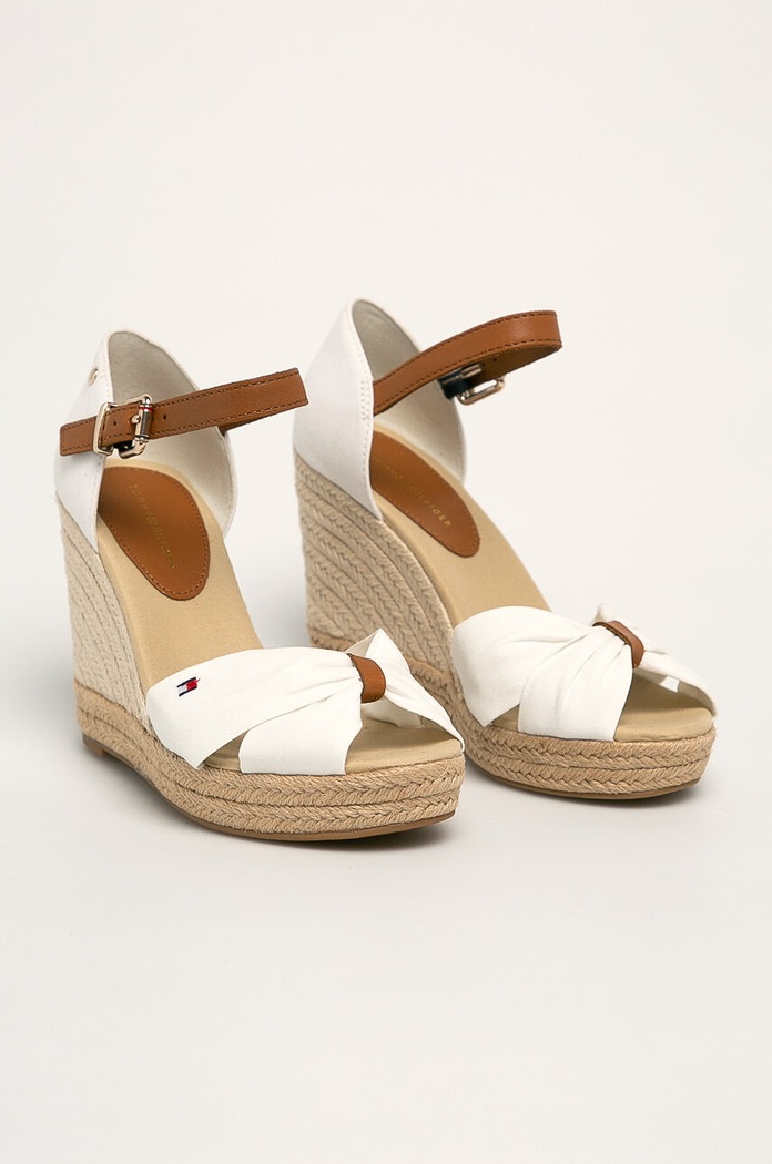 Παπούτσια Πέδιλα Tommy Hilfiger BASIC OPENED TOE HIGH WEDGE FW0FW04784 λευκό