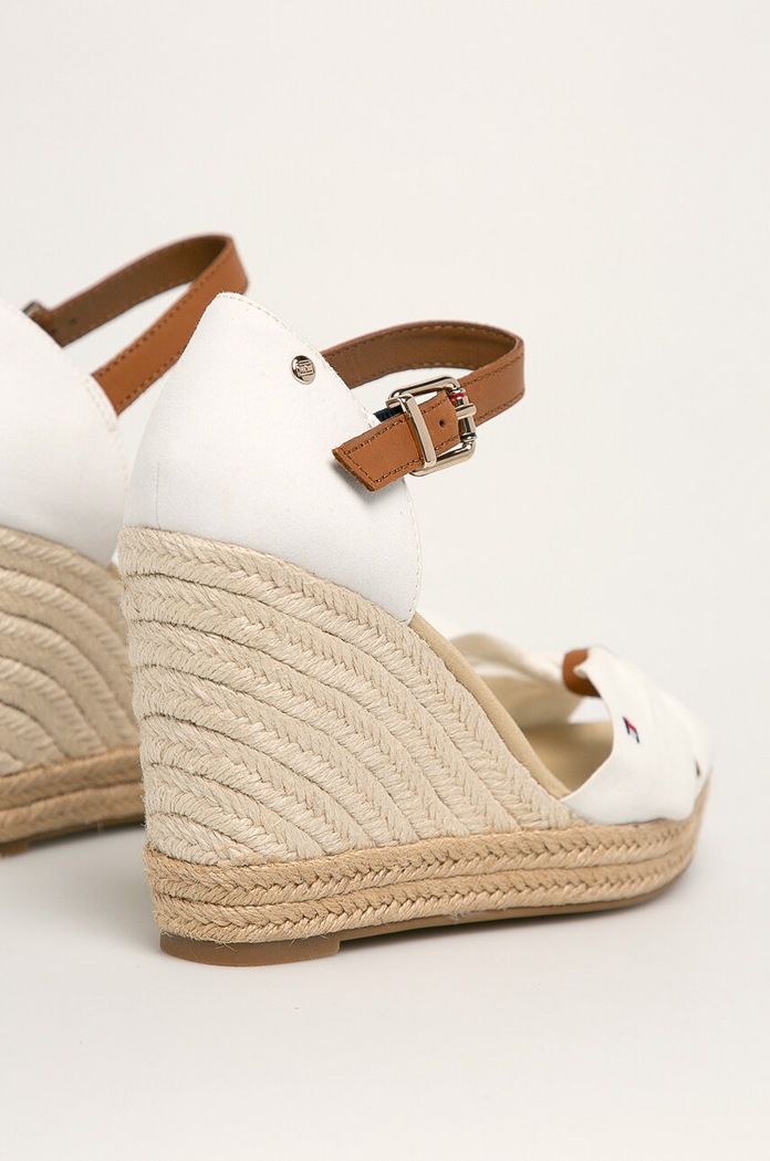 Πέδιλα Tommy Hilfiger BASIC OPENED TOE HIGH WEDGE FW0FW04784 λευκό