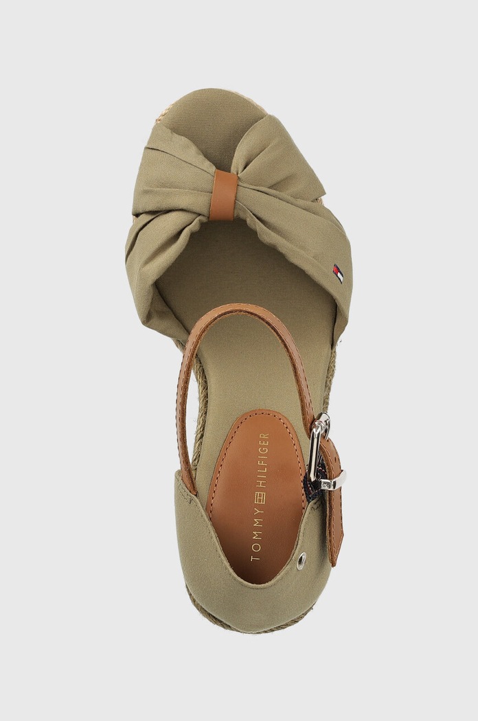 Tommy Hilfiger sandały BASIC OPENED TOE HIGH WEDGE zielony FW0FW04784