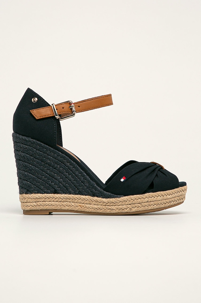 Sandále Tommy Hilfiger BASIC OPENED TOE HIGH WEDGE klinový tmavomodrá FW0FW04784