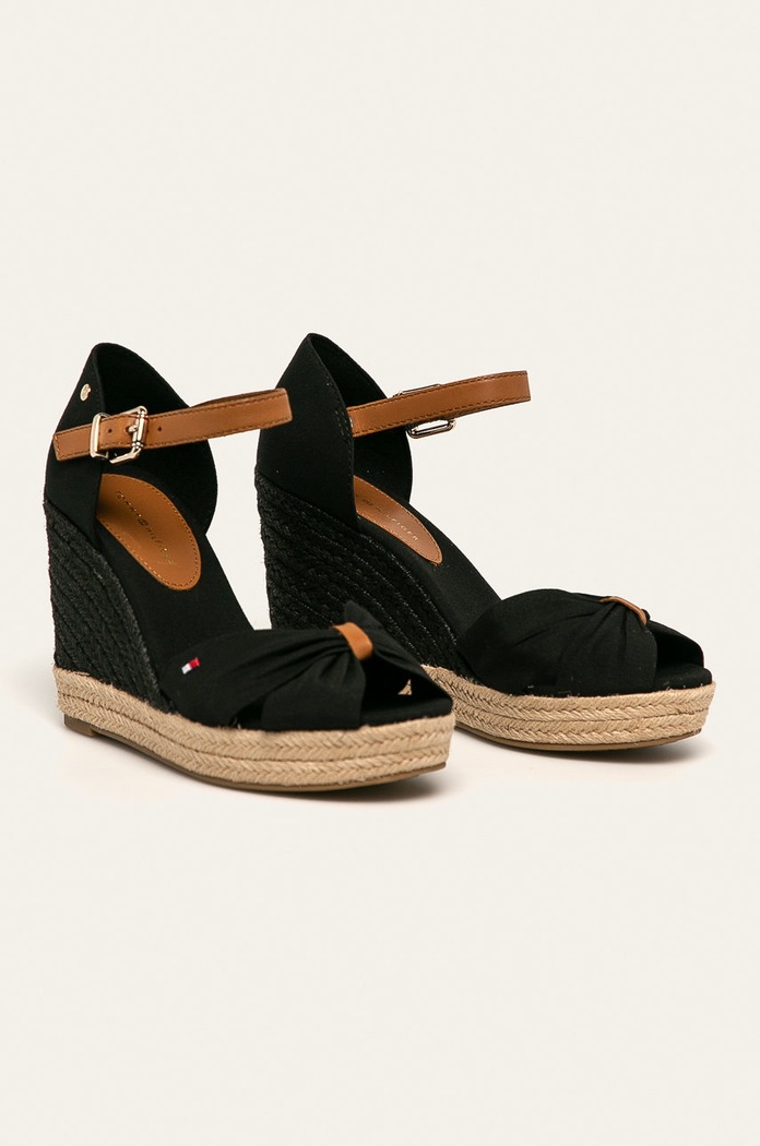 Πέδιλα Tommy Hilfiger BASIC OPENED TOE HIGH WEDGE FW0FW04784 μαύρο SS24