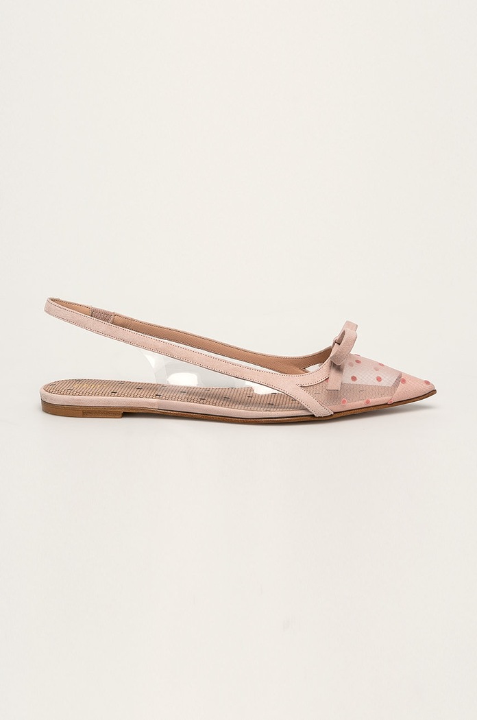 Red Valentino - Balerina velúr bőr rózsaszín TQ0S0C35VQI
