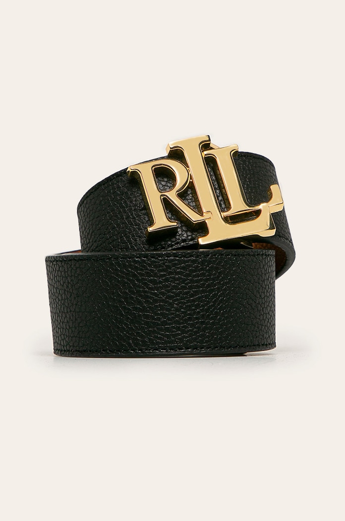 Lauren Ralph Lauren - Obojstranný kožený opasok čierna 412754806001