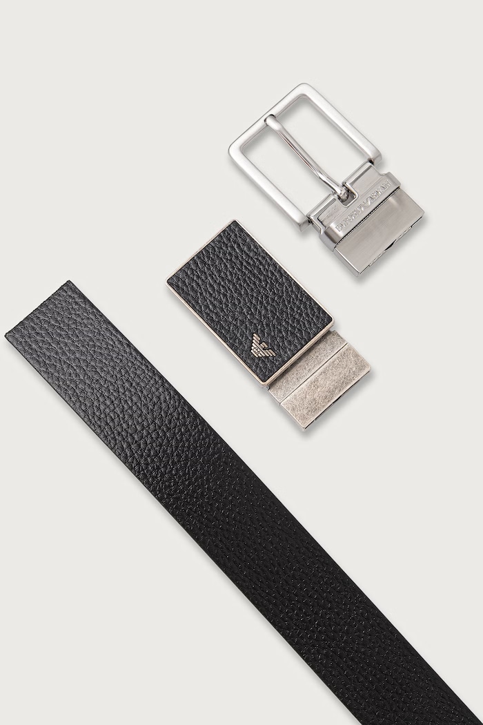 Dodaci Emporio Armani Dvostrani remen za muškarce od kože Y4S225.YMB4E crna