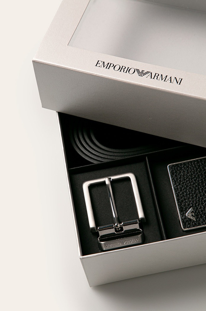 Emporio Armani - Pasek skórzany Y4S225.YMB4E czarny Y4S225.YMB4E