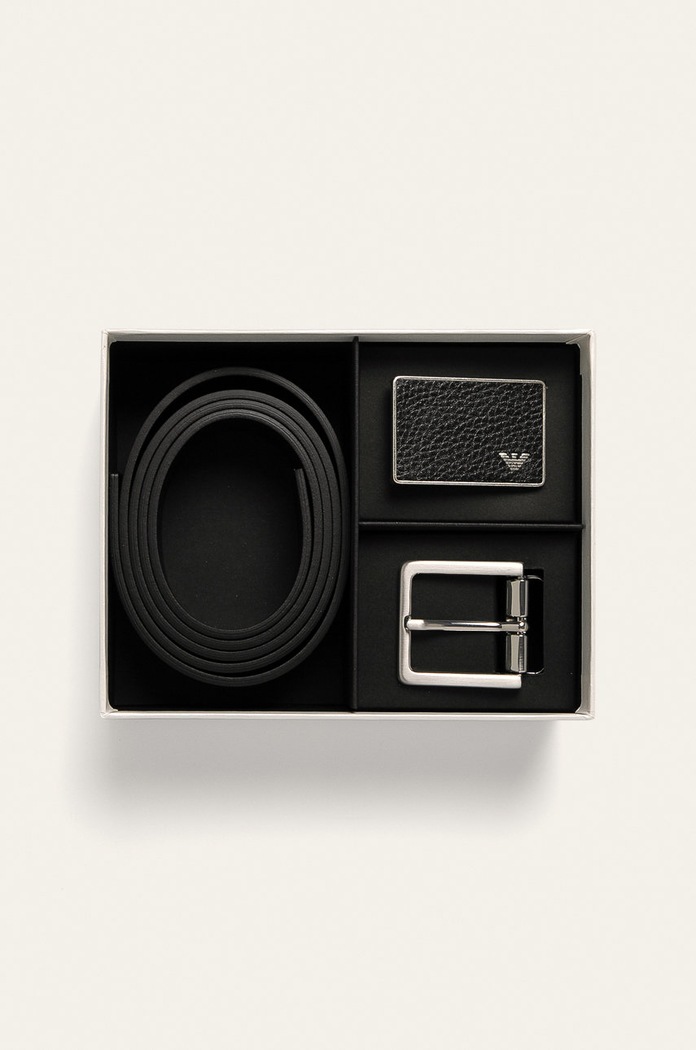 Emporio Armani - Pasek skórzany Y4S225.YMB4E Y4S225.YMB4E czarny SS20