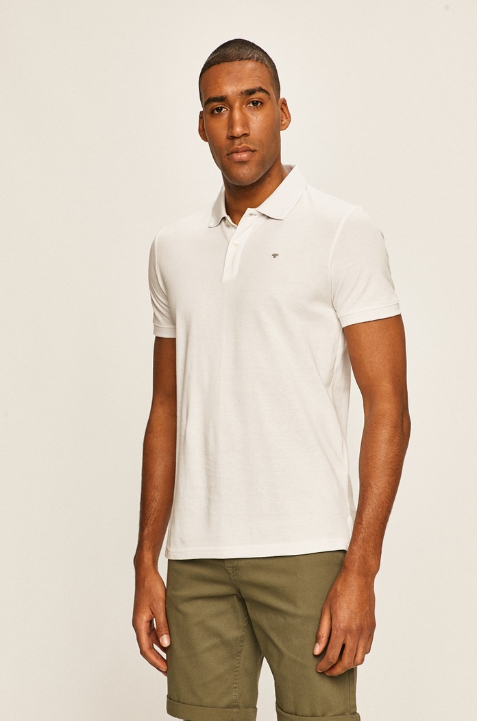 Tom Tailor Denim - Tricou Polo bumbac alb 1016502