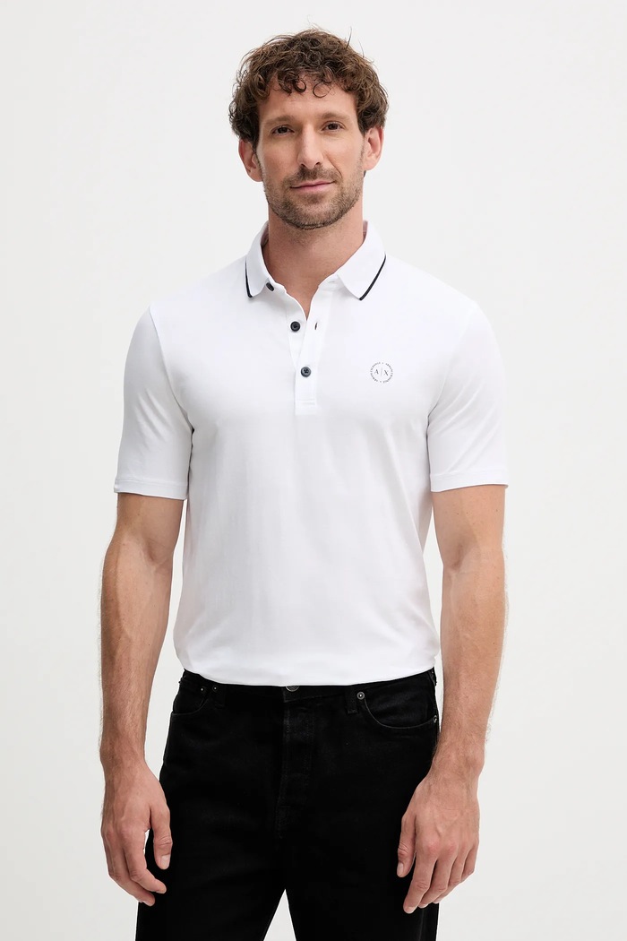 Armani Exchange - Тениска с яка стандартна бял 8NZF70.Z8M9Z