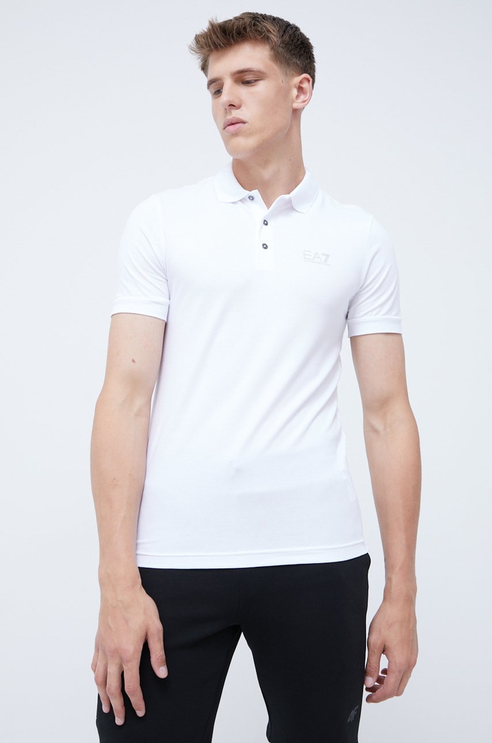 EA7 Emporio Armani Polo 8NPF04.PJM5Z z elastanem biały 8NPF04.PJM5Z