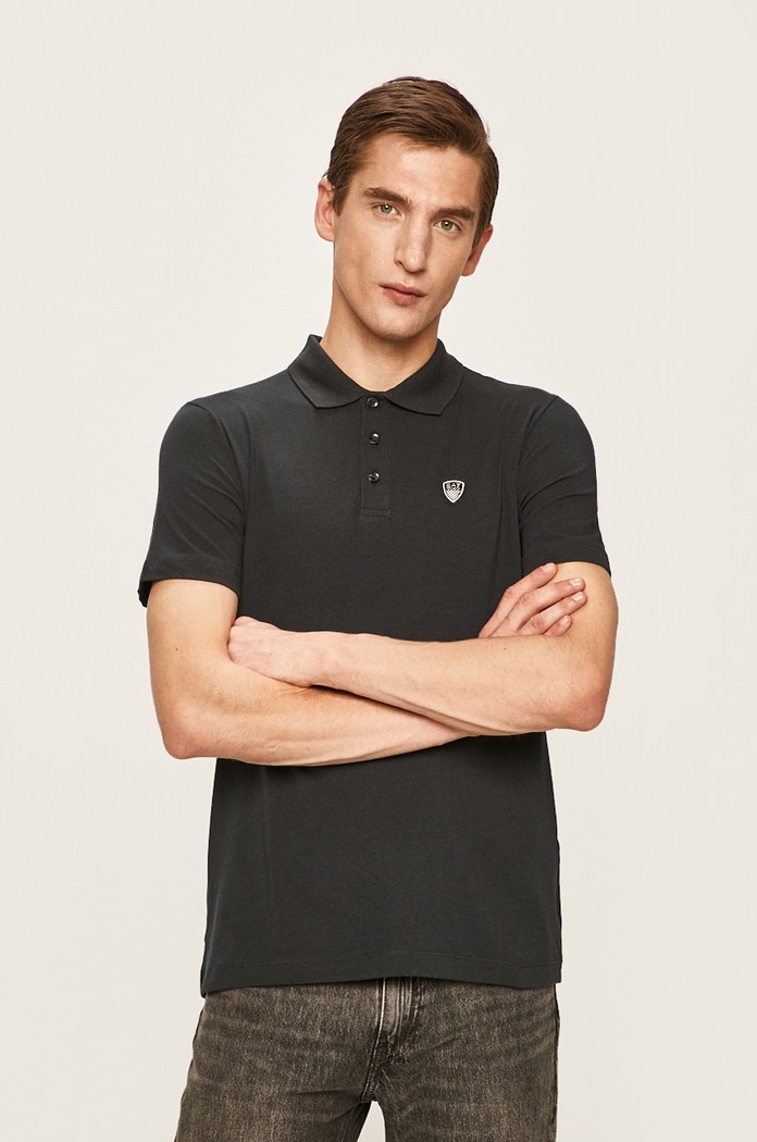 EA7 Emporio Armani - Pánske polo tričko jednofarebný tmavomodrá 8NPF93.PJ03Z