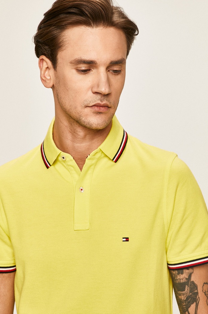 Tommy Hilfiger - Πόλο βαμβάκι κίτρινο MW0MW13080