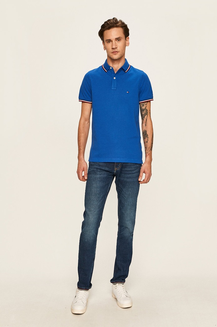 Tommy Hilfiger Pánske polo tričko MW0MW13080 modrá AA00
