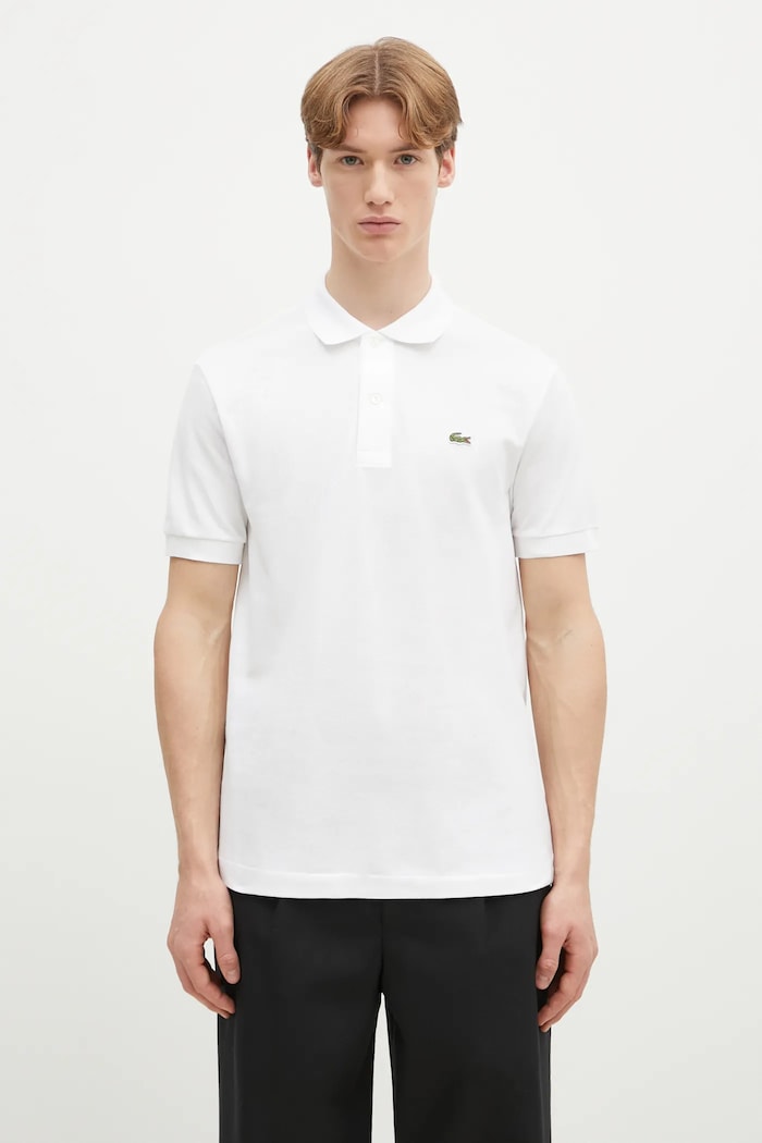 Lacoste - Тениска с яка изчистен бял L1212....