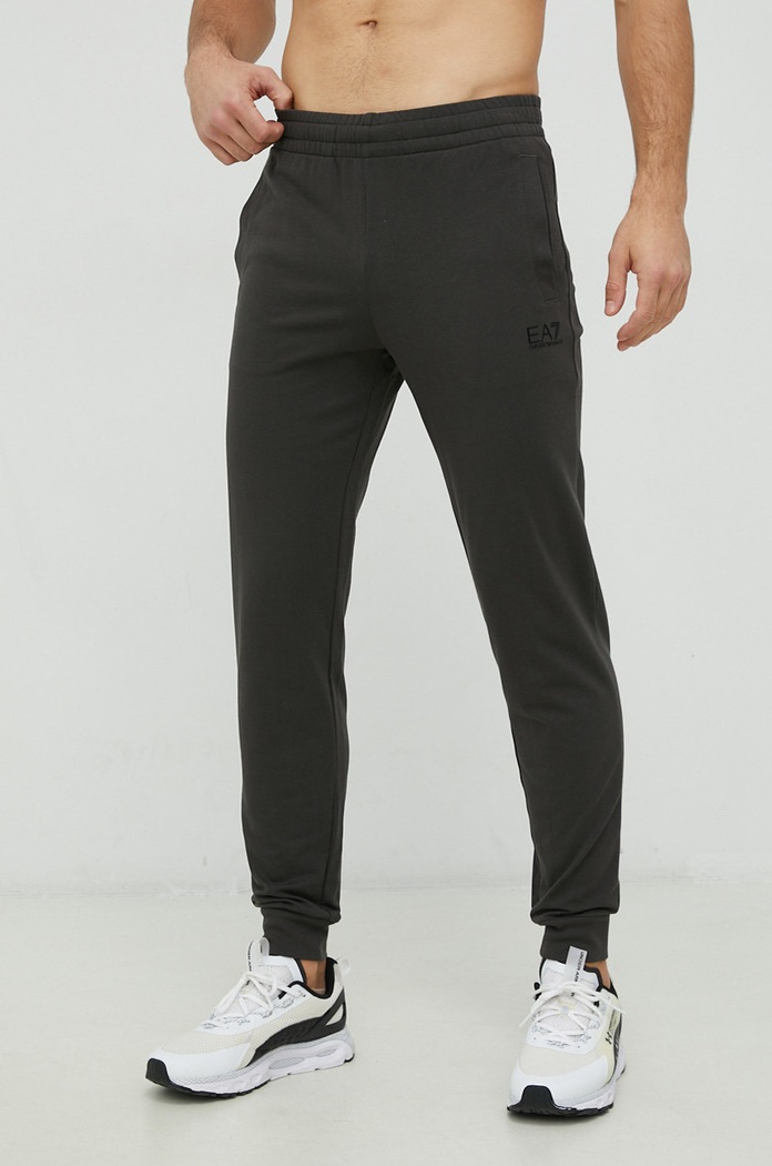 EA7 Emporio Armani spodnie dresowe bawełniane bawełna brązowy 8NPP52.PJ05Z