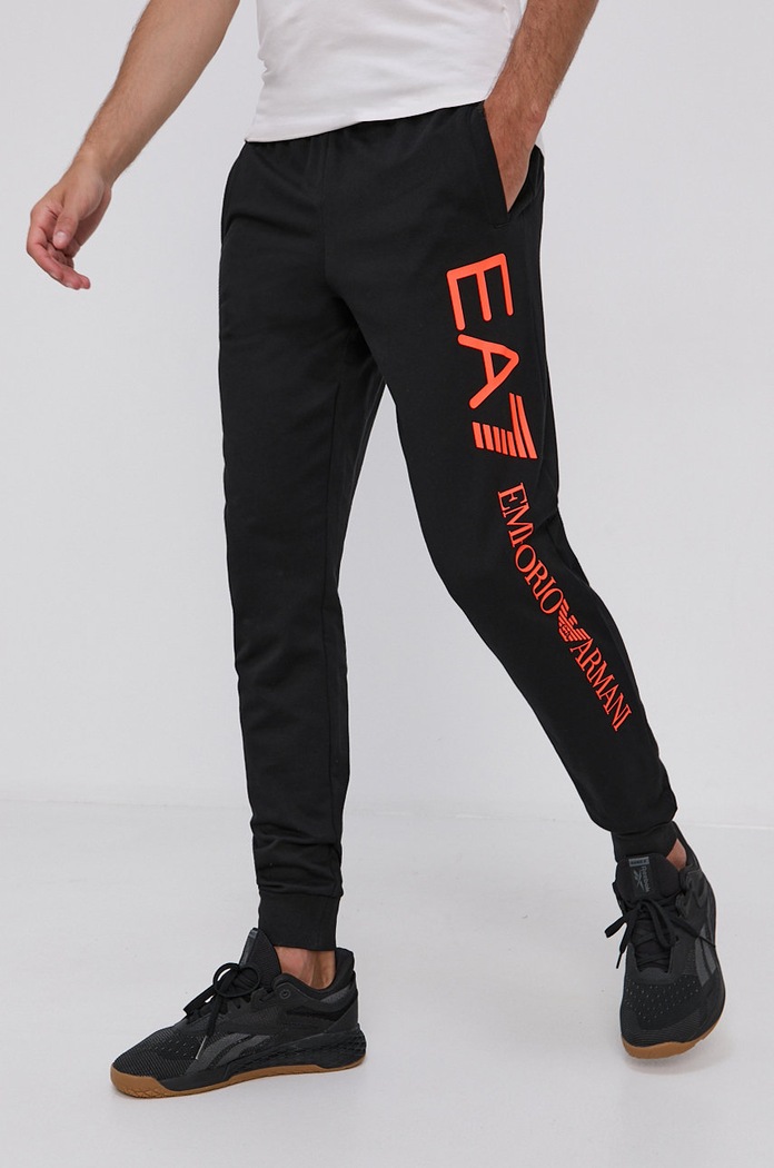 EA7 Emporio Armani Spodnie 8NPPC1.PJ05Z nadruk czarny 8NPPC1.PJ05Z