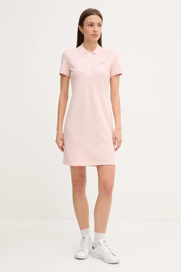 Lacoste рокля с памук EF5473 бежов SS26
