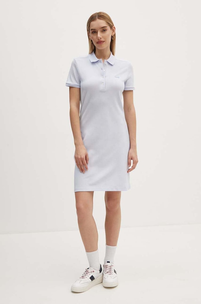 Lacoste rochie cu bumbac EF5473 albastru SS26