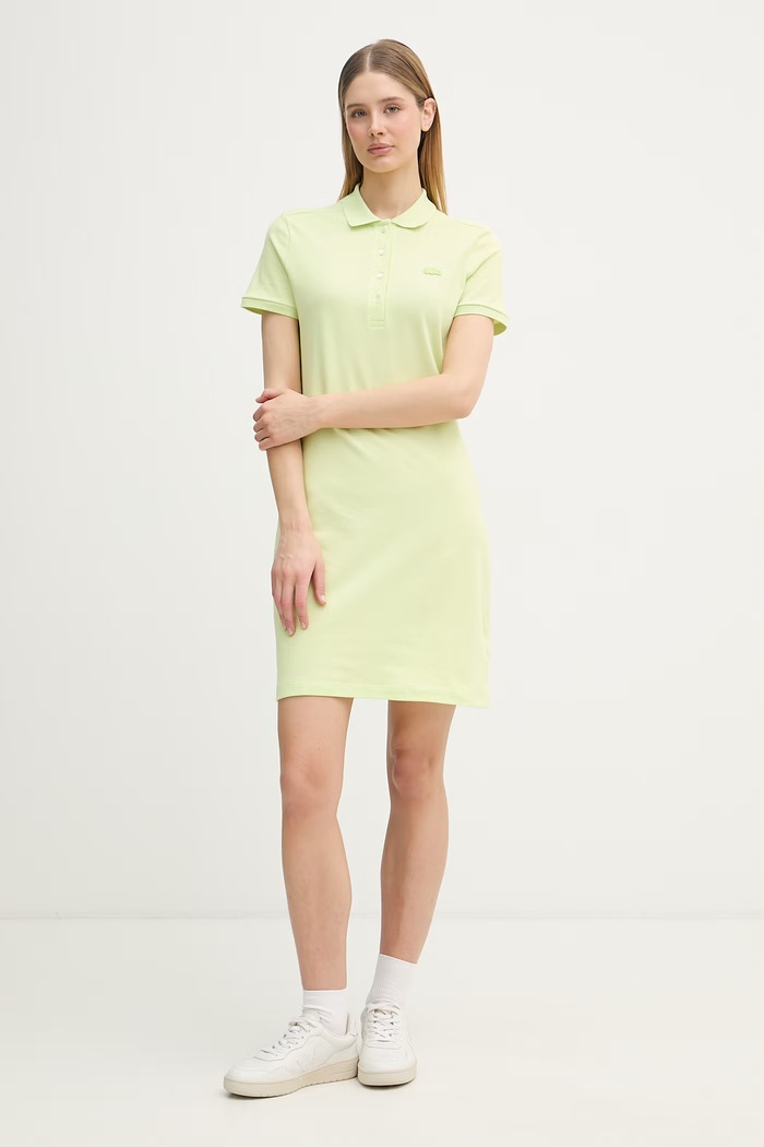 Lacoste φόρεμα απλό με βαμβάκι EF5473 πράσινο SS26