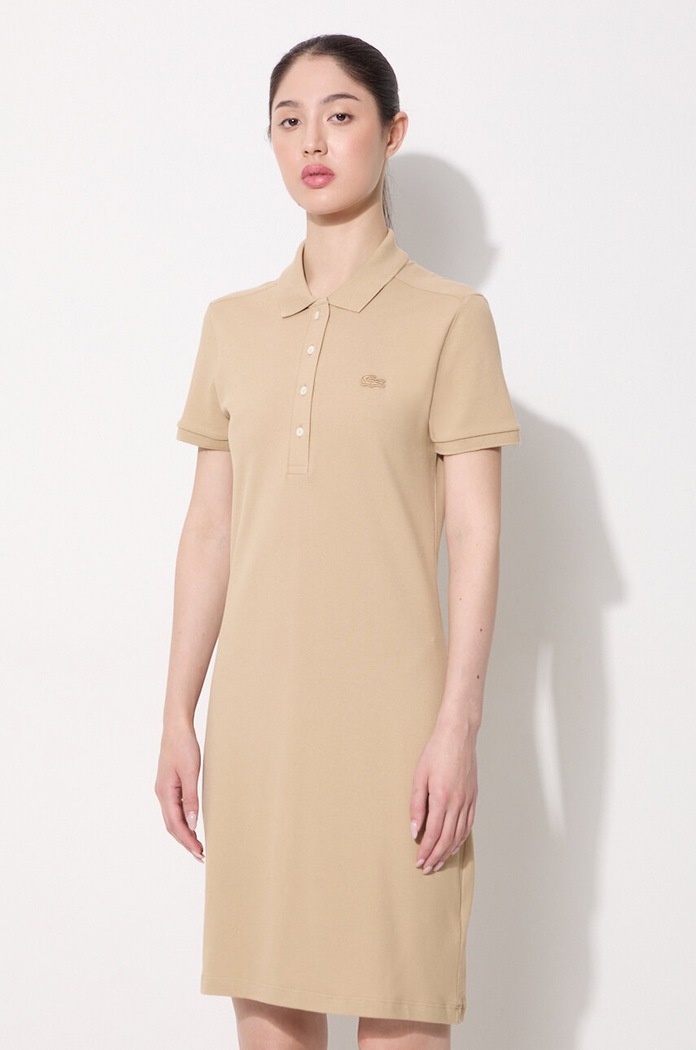 Lacoste dress plain with cotton beige EF5473