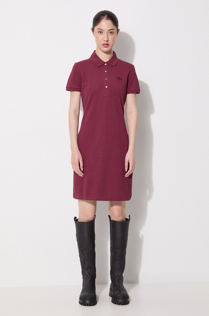 Lacoste dress plain with cotton EF5473 maroon SS26