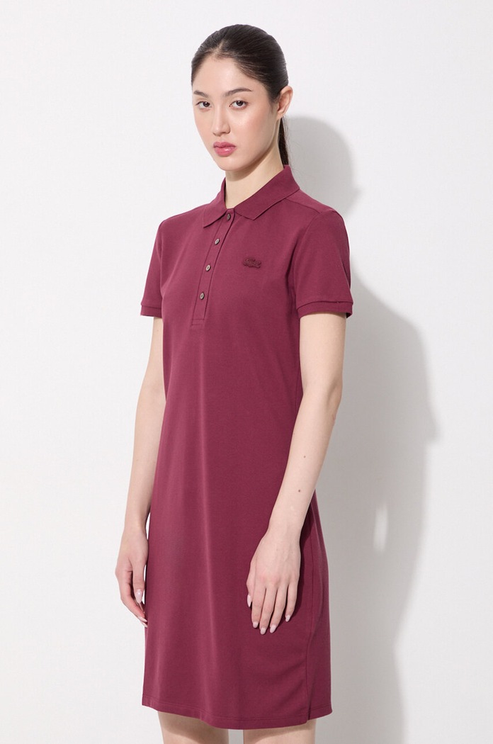 Lacoste dress plain with cotton maroon EF5473