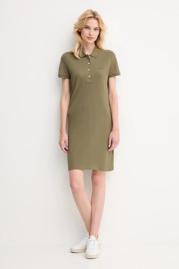 Lacoste sukienka z bawełną EF5473 zielony SS26