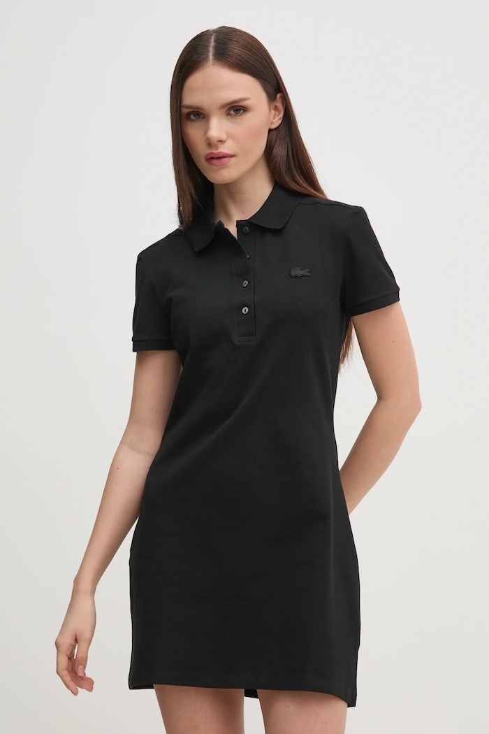 Lacoste šaty s bavlnou mini černá EF5473