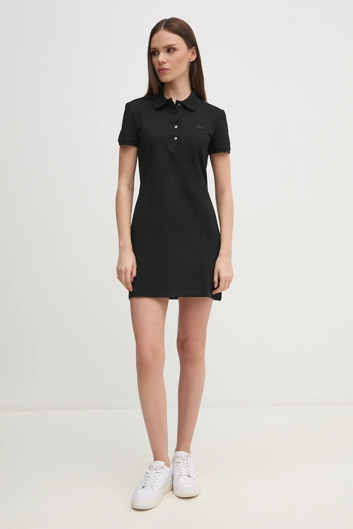 Lacoste šaty s bavlnou EF5473 černá SS26
