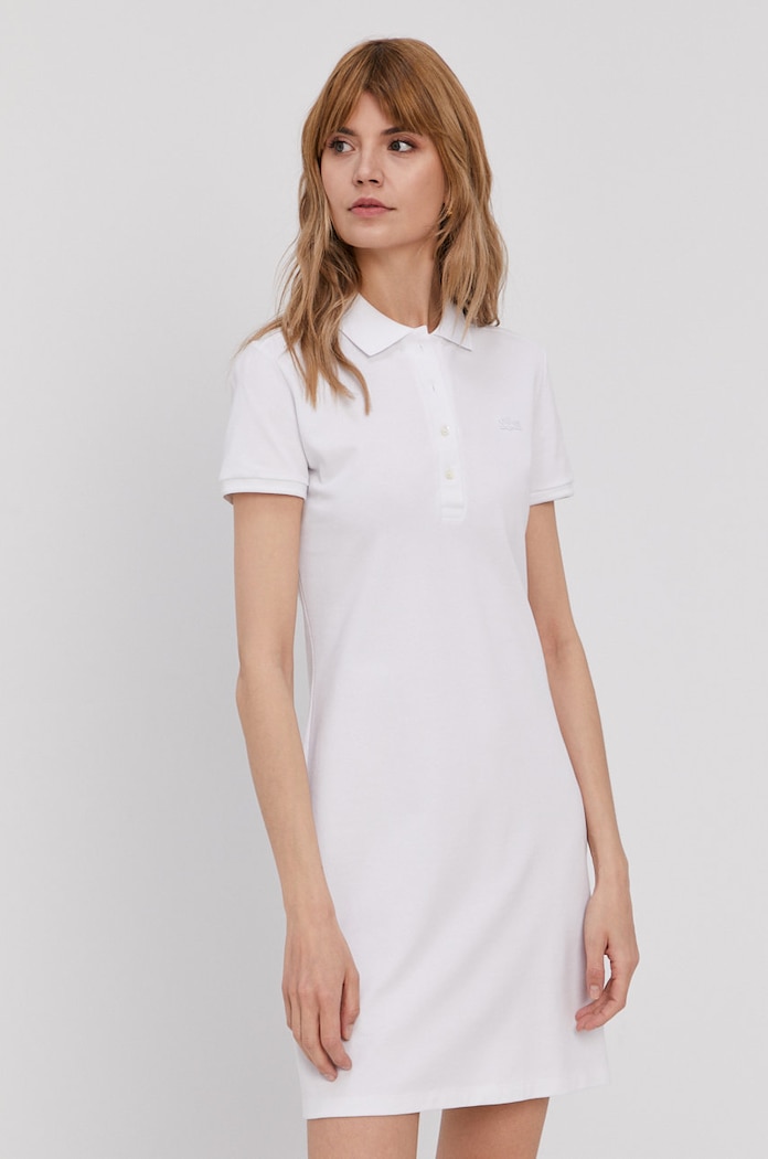 Lacoste šaty s bavlnou bavlna biela EF5473