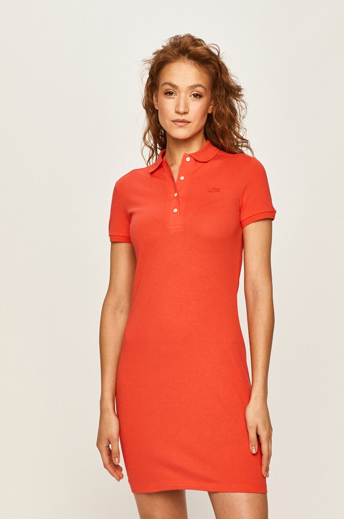 Lacoste šaty s bavlnou bavlna červená EF5473