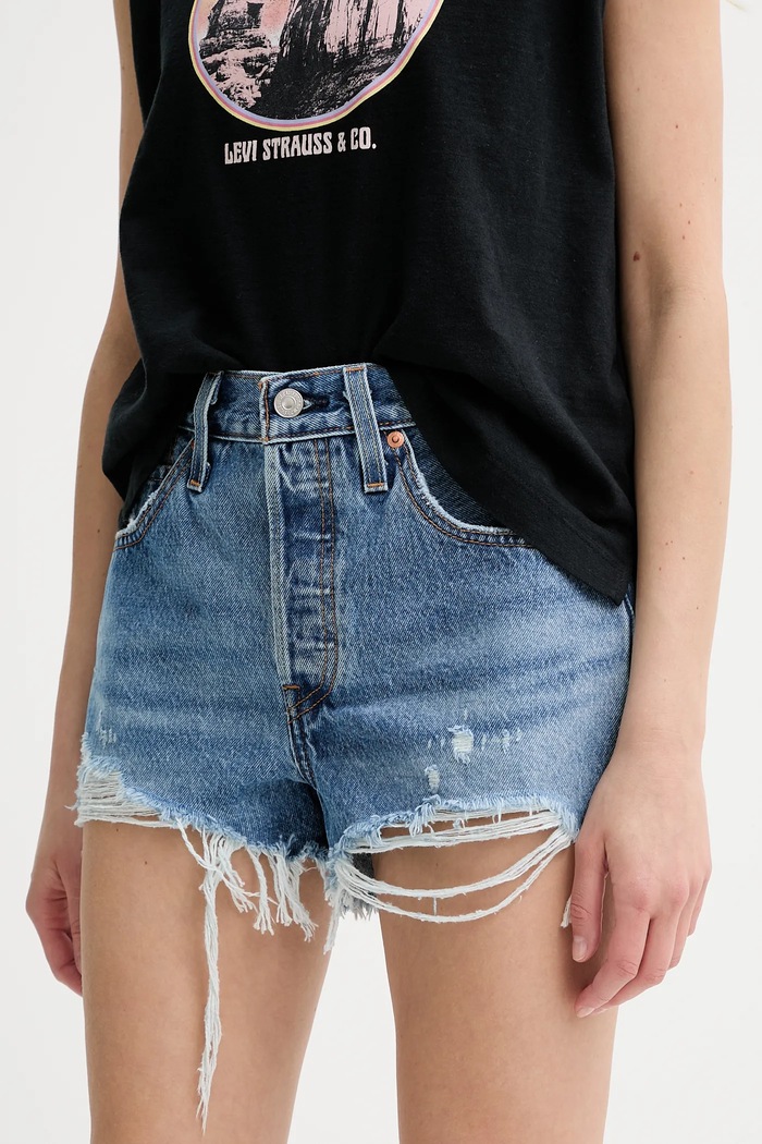 Levi's - Rifľové krátke nohavice bavlna modrá 56327.0081