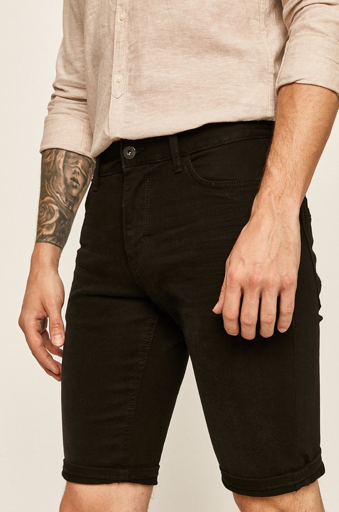 Tom Tailor Denim - Szorty jeansowe z elastanem czarny 1016212