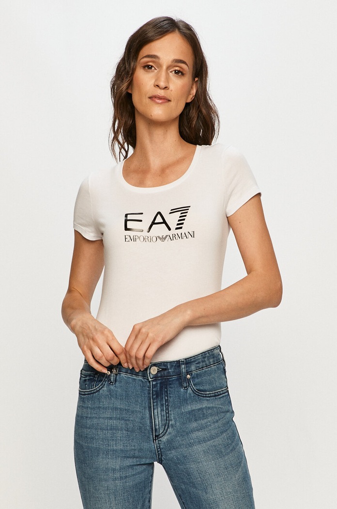 EA7 Emporio Armani - T-shirt 8NTT63.TJ12Z z elastanem biały 8NTT63.TJ12Z
