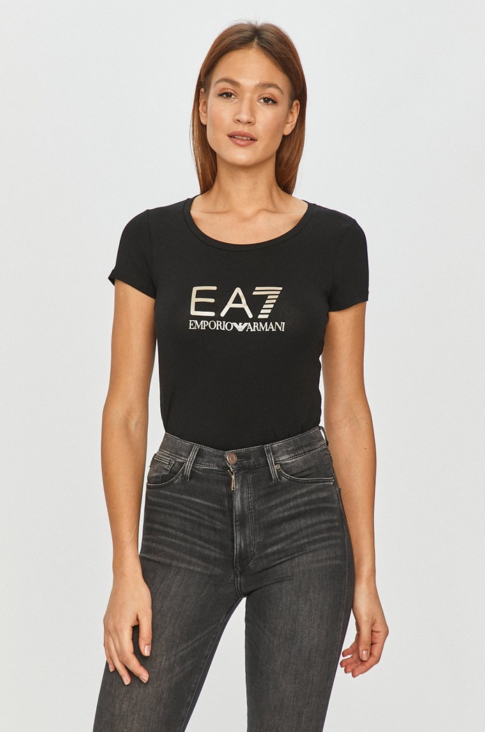 EA7 Emporio Armani - T-shirt elasztánnal fekete 8NTT63.TJ12Z