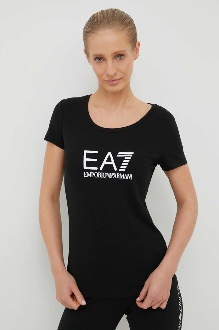 EA7 Emporio Armani - T-shirt 8NTT63.TJ12Z z elastanem czarny 8NTT63.TJ12Z