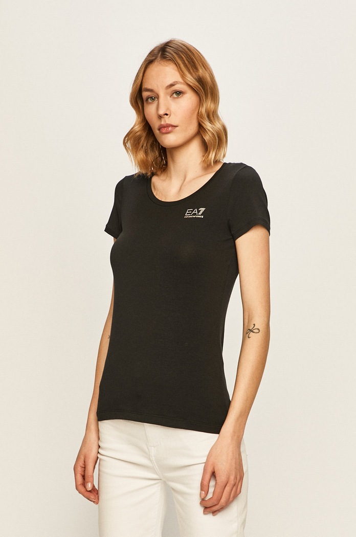 EA7 Emporio Armani - Tričko s elastanem černá 8NTT64.TJ28Z