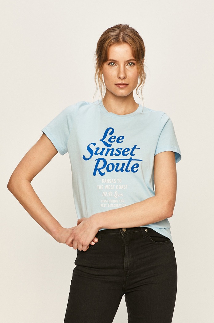 Lee - T-shirt niebieski L41AEPNR