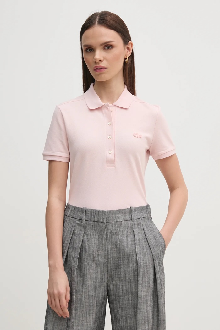 Polo tričko Lacoste slim růžová PF5462