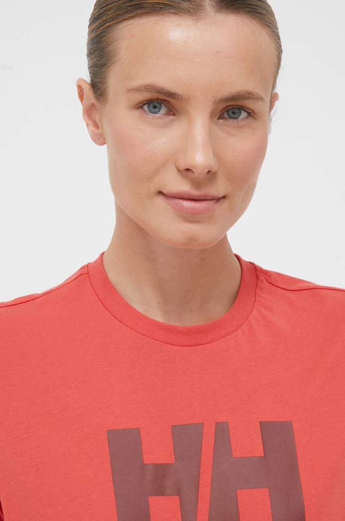 Bombažna kratka majica Helly Hansen rdeča 34112