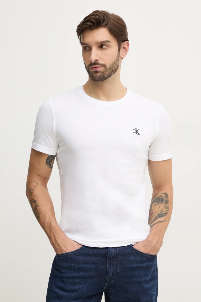 Calvin Klein Jeans - Тениска памук бежов J30J314544