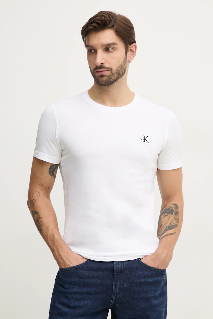 Calvin Klein Jeans - Тениска памук бежов J30J314544