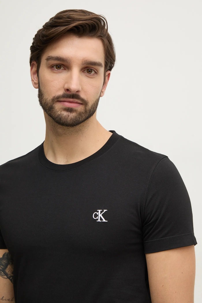 Tričko Calvin Klein Jeans kulatý černá J30J314544